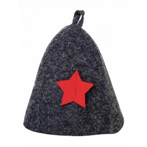 Шапка банная со звездой войлок серый